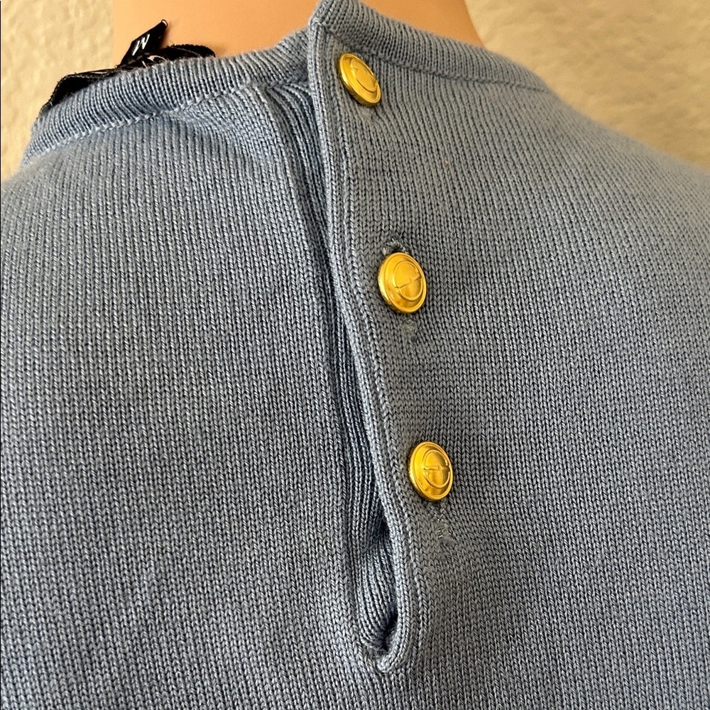 Gucci Steel Blue Italian Knit ZAMASPORT midi dress Laine wool SZ M small flaw - Picture 11 of 11
